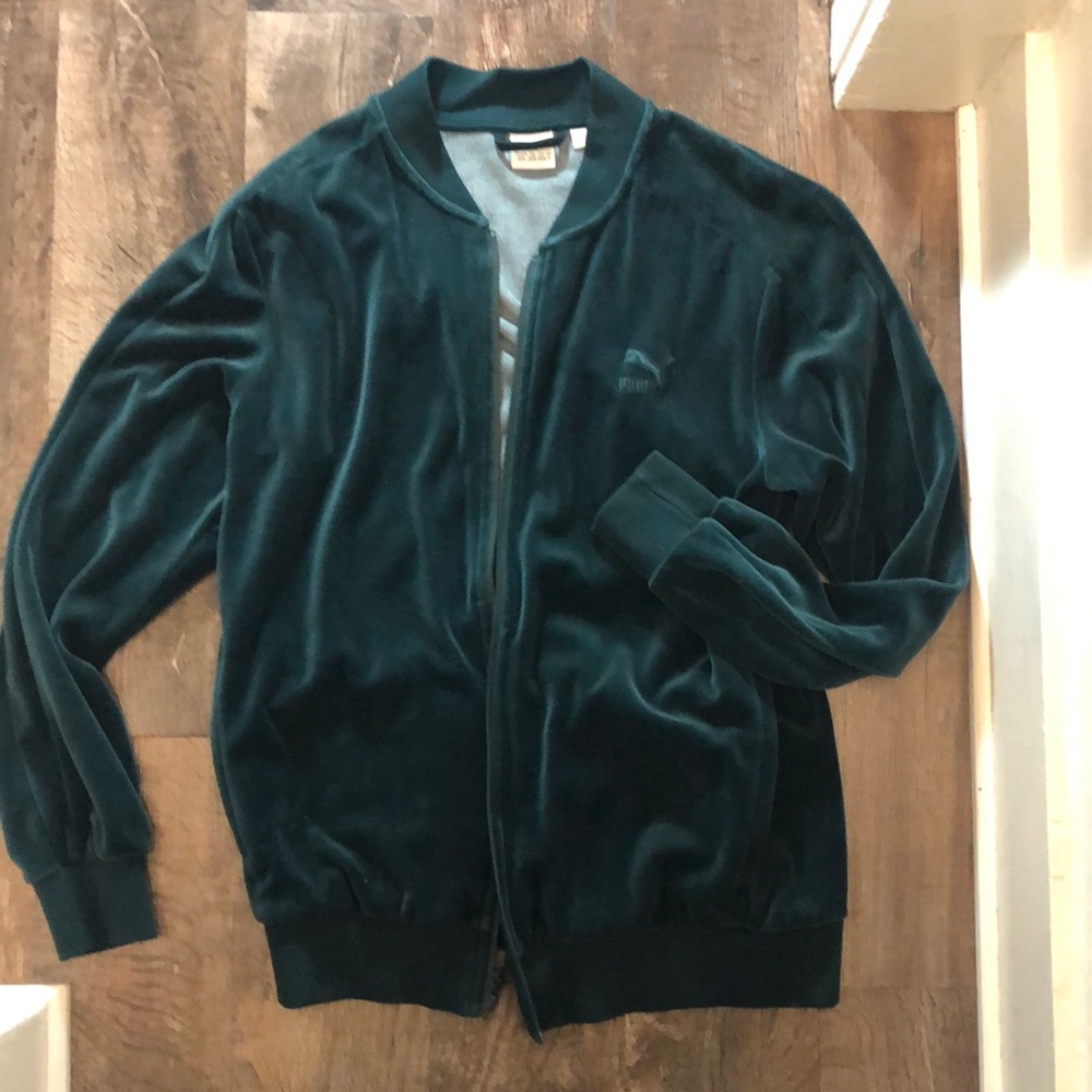 Men’s size medium Velour Puma track jacket dark teal